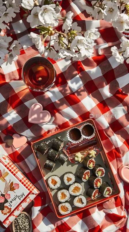 春日野餐寿司与樱花共赏