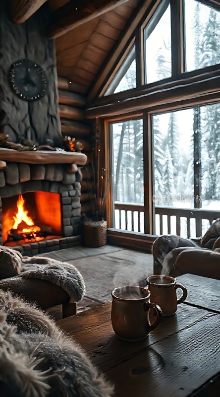 冬日暖炉旁的温馨时光