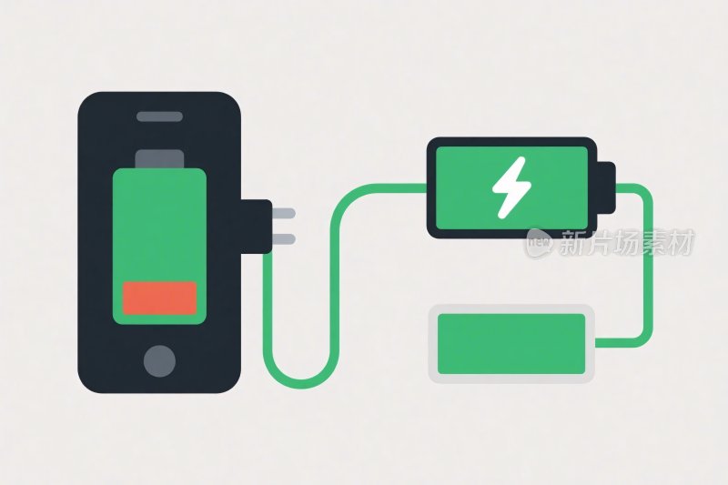 手机连接电池充电插画