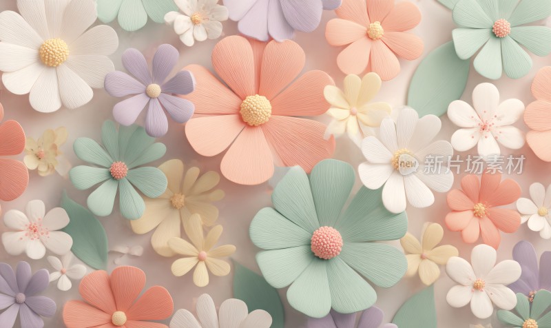 多彩纸质花朵图案背景