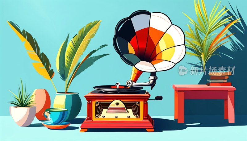 留声机矢量插图
