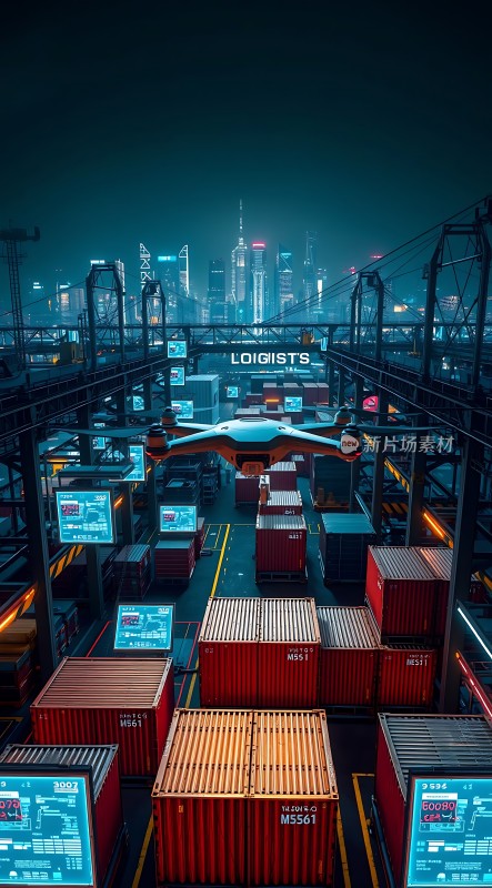 未来物流智能无人机与集装箱仓库