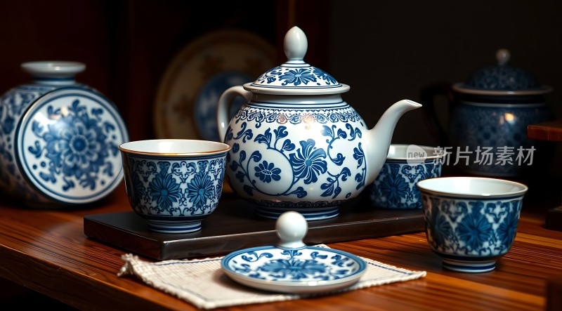 青花瓷茶具套装展示