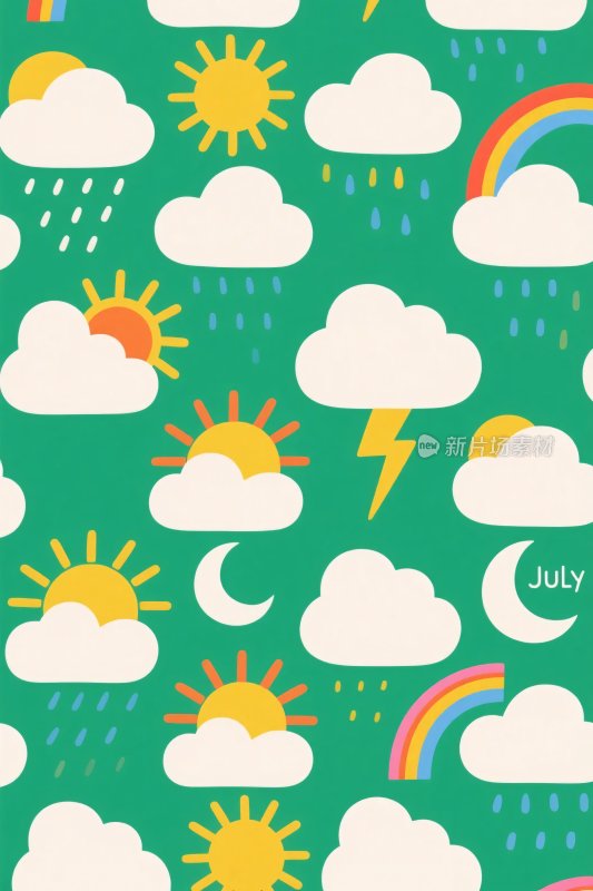 夏日天气元素插画图案
