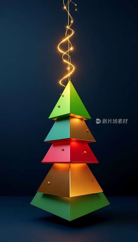 多彩圣诞树点亮节日气氛