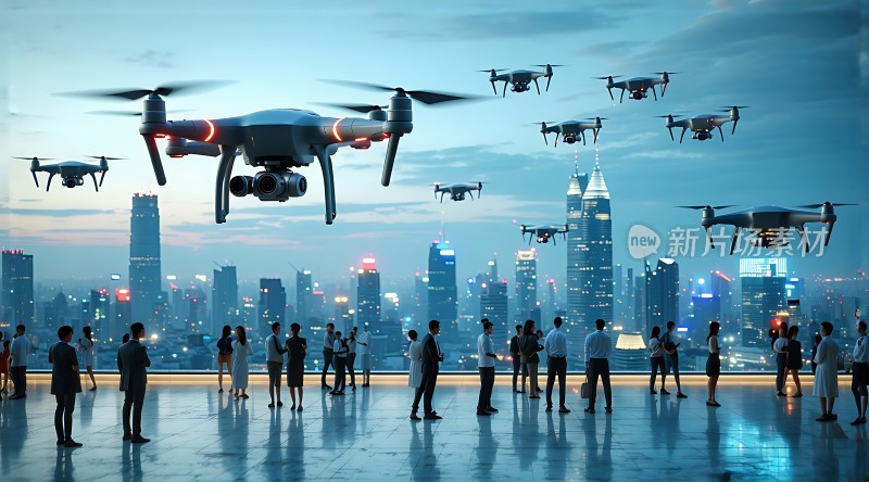无人机编队飞越城市天际线