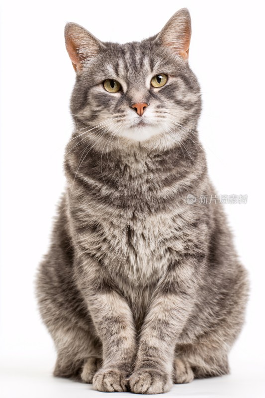 坐着的灰条纹猫咪