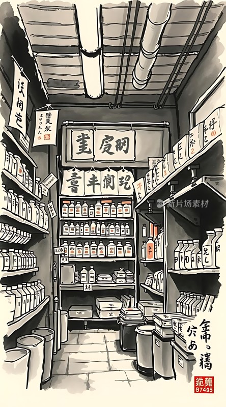 传统药店里的中药陈列