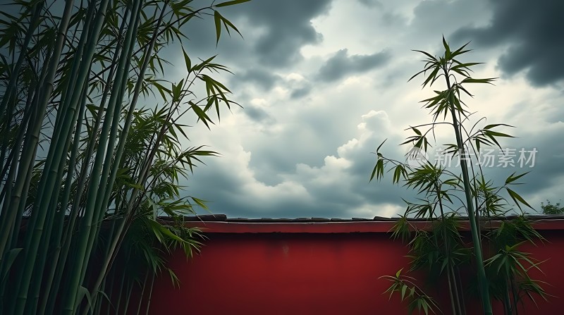 竹影红墙映云天