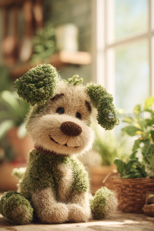 可爱毛绒小狗室内温馨场景