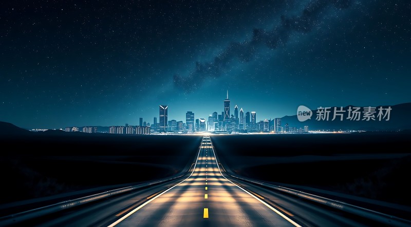 夜幕下的城市之路