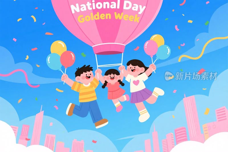 国庆热气球欢乐场景