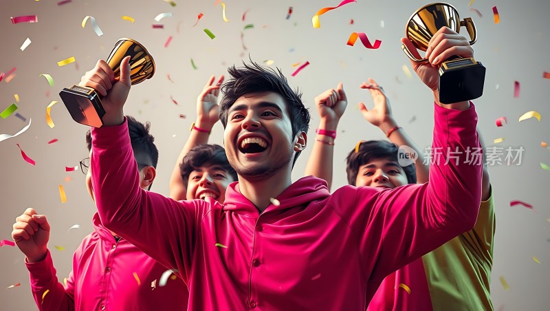 团队荣耀奖杯加身欢庆时刻！