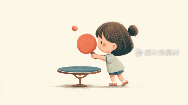 乒乓球，体育运动卡通插画