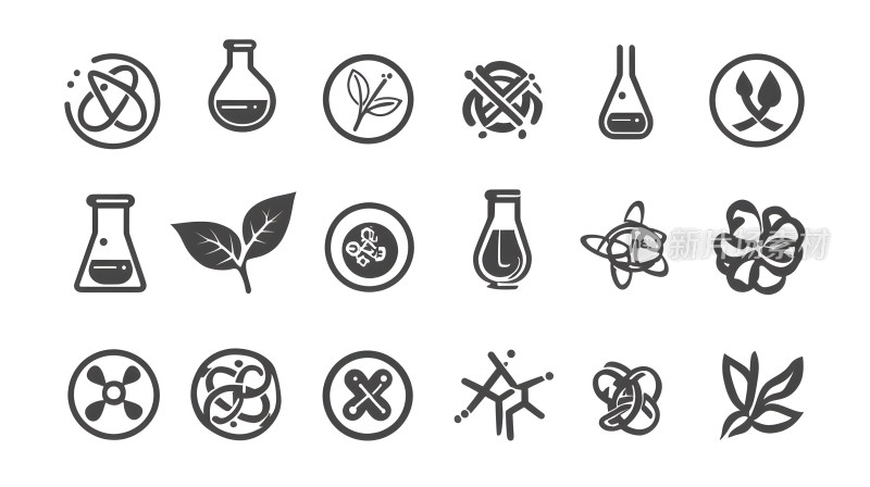 灰色科学和自然图标集合