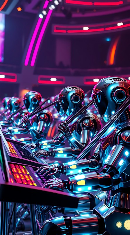 机器人乐队演奏未来音乐会