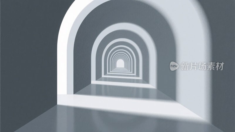 渐变光影拱形通道场景
