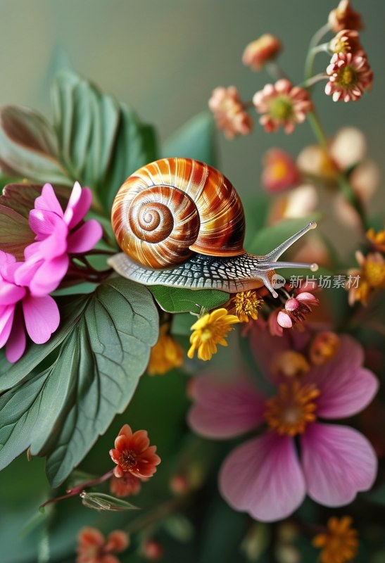 花叶蜗牛萌态
