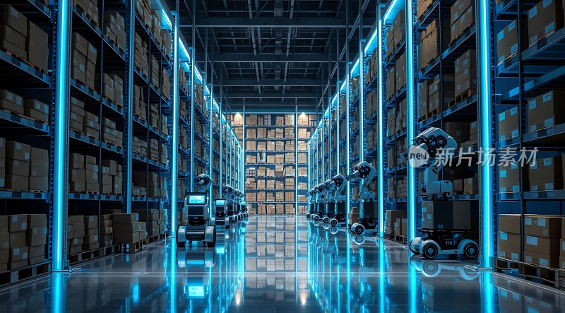智能仓库机器人搬运货物