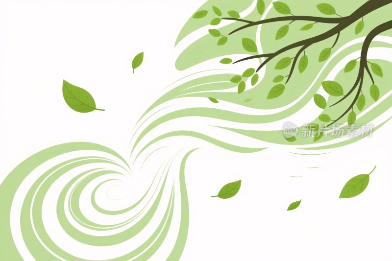 绿意旋风树叶插画