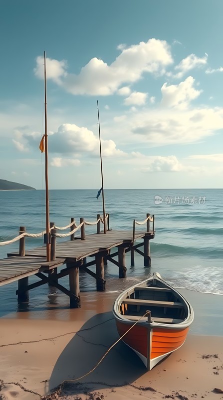 沙滩小船码头