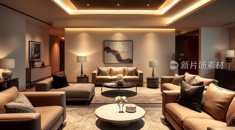 现代客厅设计温馨舒适家具布置精美