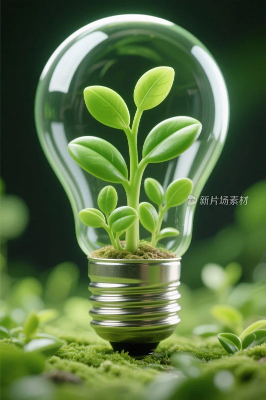 创意环保灯泡插画