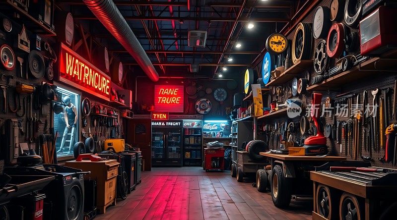 汽车维修车间里的工具和设备