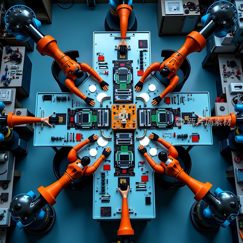 机械臂协作组装电子元件