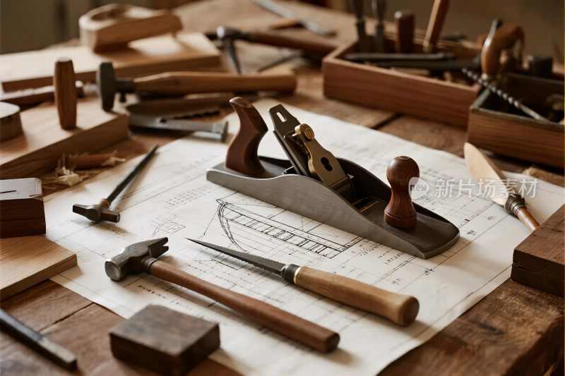 木工工具工作场景图