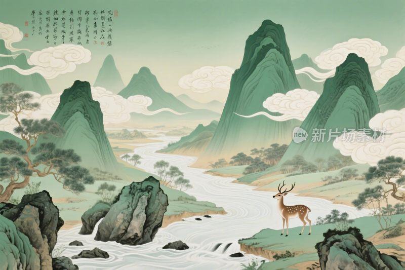 山水风景插画