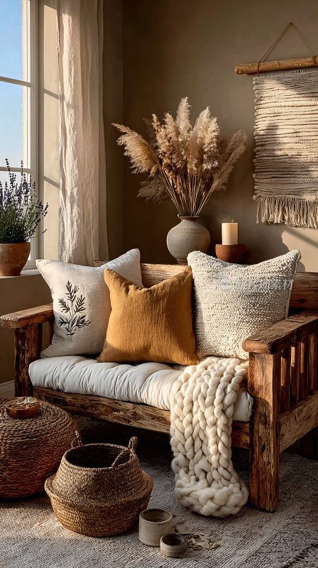 温馨自然风室内沙发角落场景