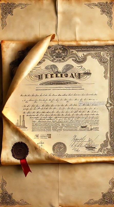 古旧证书上的红色蜡印