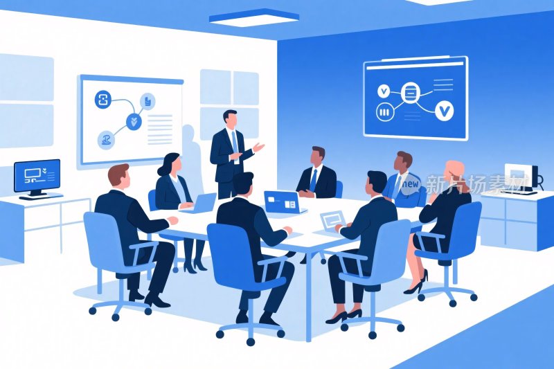 商务会议场景插画