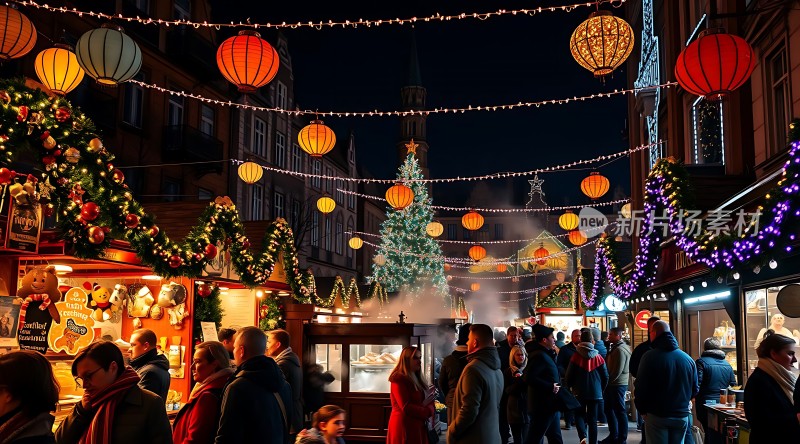 圣诞集市夜市繁华