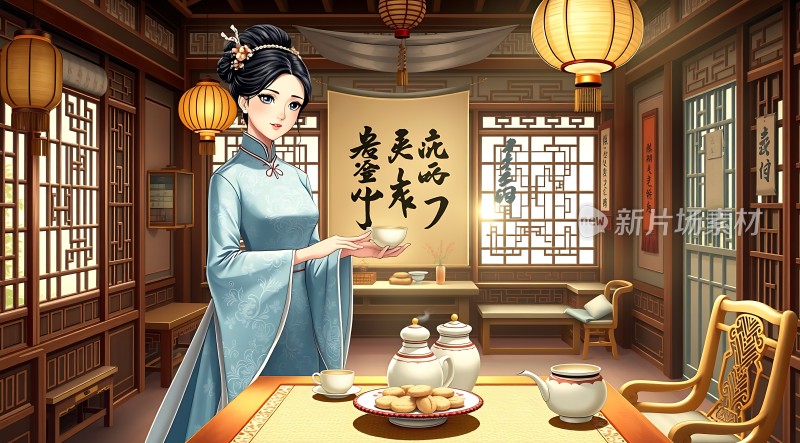 茶道雅韵古风佳人