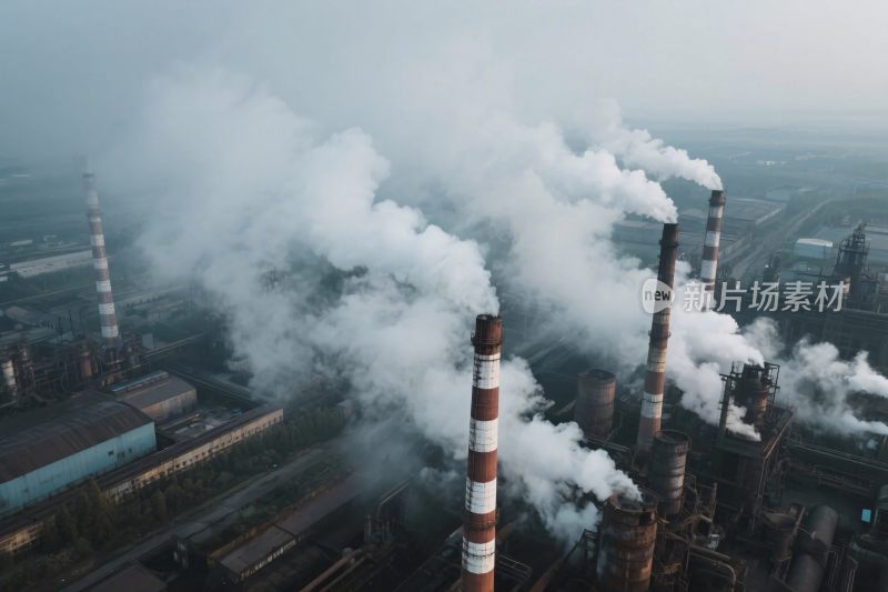 工业烟囱烟雾场景