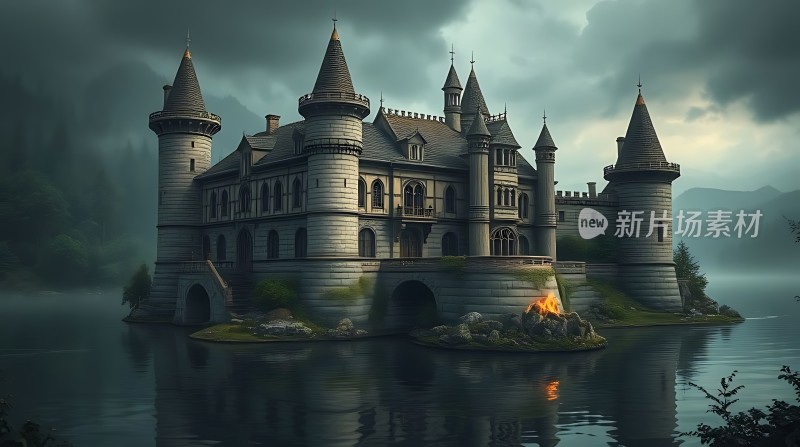 神秘湖畔古堡