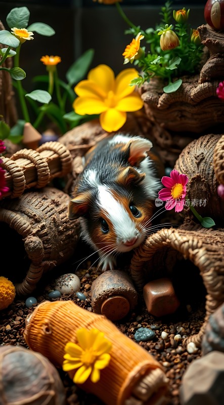 彩花小仓鼠探出头