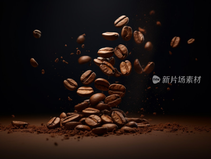 咖啡豆与咖啡粉的动态展示