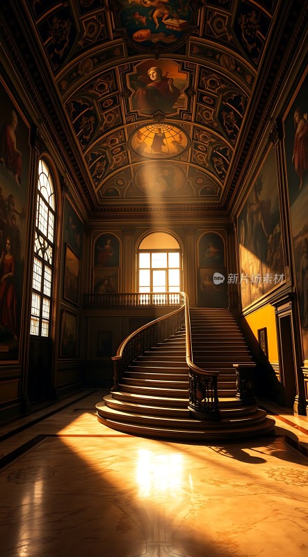 阳光下的宏伟楼梯