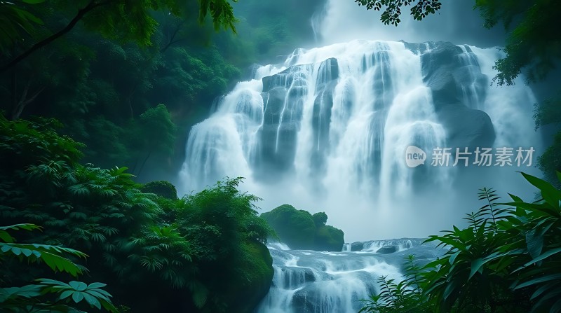 翠绿瀑布自然之韵