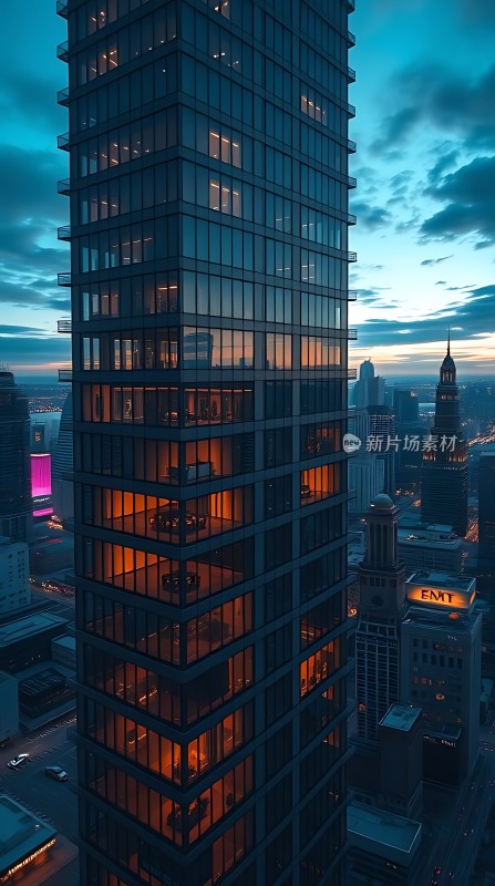 摩天大楼夜幕下的璀璨光芒