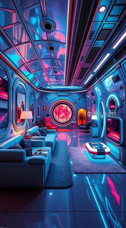 未来飞船豪华舱内科技与舒适并存