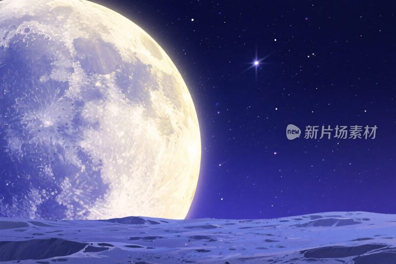 梦幻夜空星球月亮插画