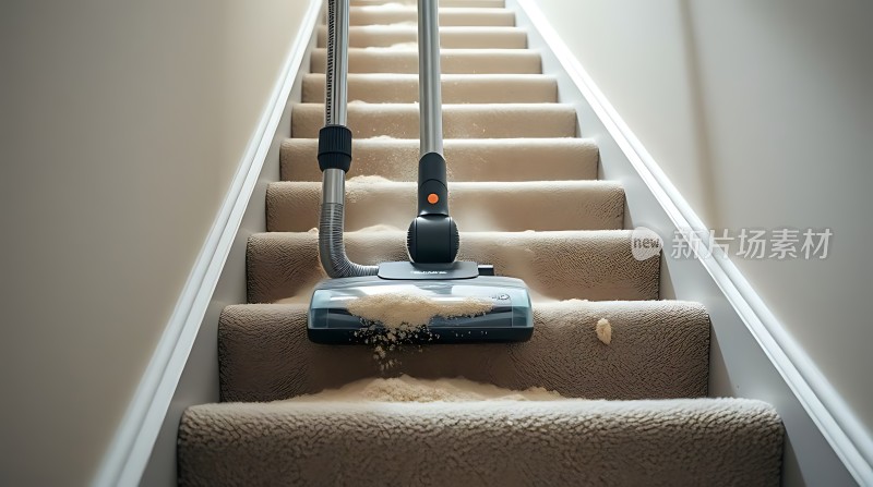 吸尘器清理楼梯灰尘