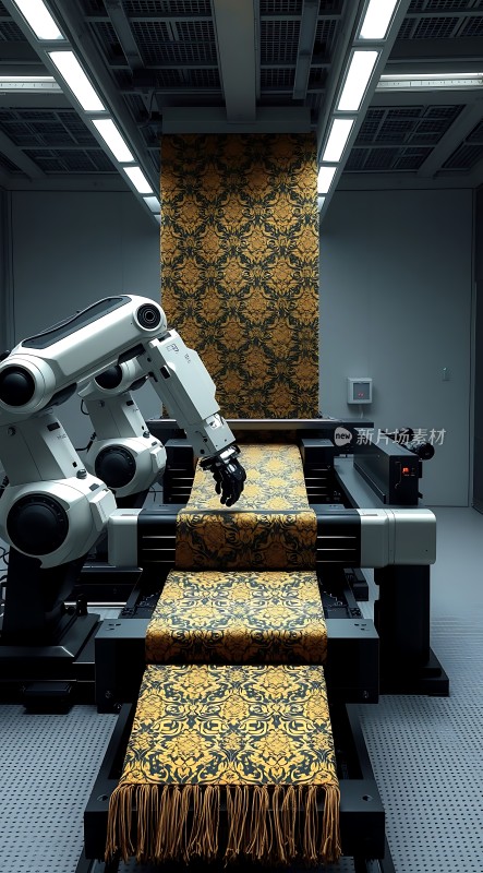 智能机器人操作印花布料生产流程