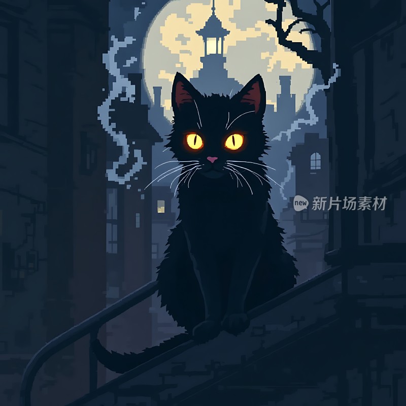 黑猫夜探神秘小镇