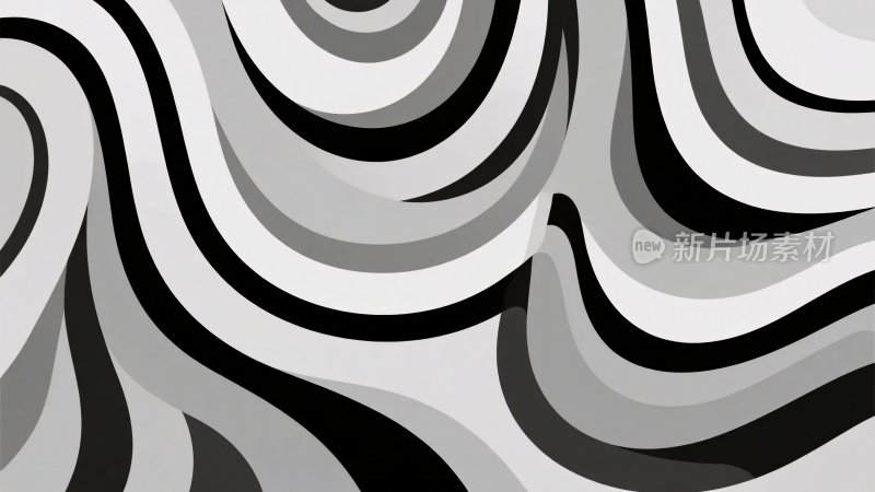 黑白波浪线条抽象图案