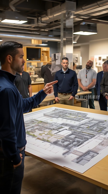团队协作共同探讨建筑蓝图